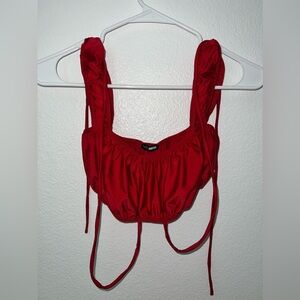 Fashion Nova Red Satin crop top